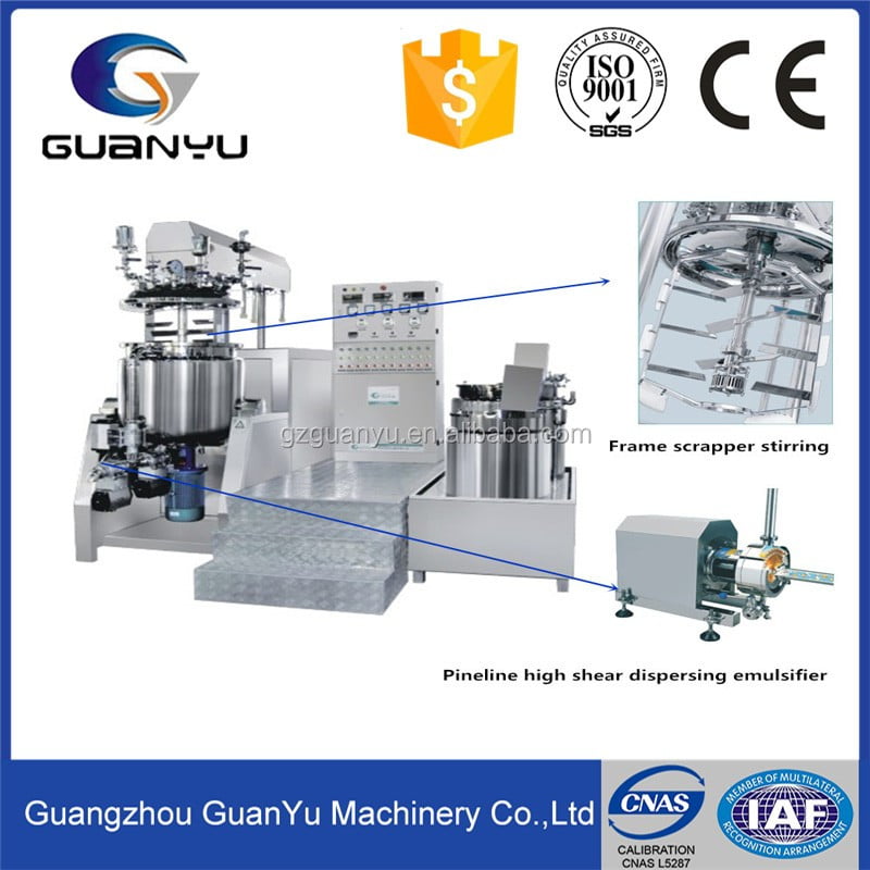 CE approved cosmetic lab vacuum bottom high shear homogenizer mixer with electric heating tank