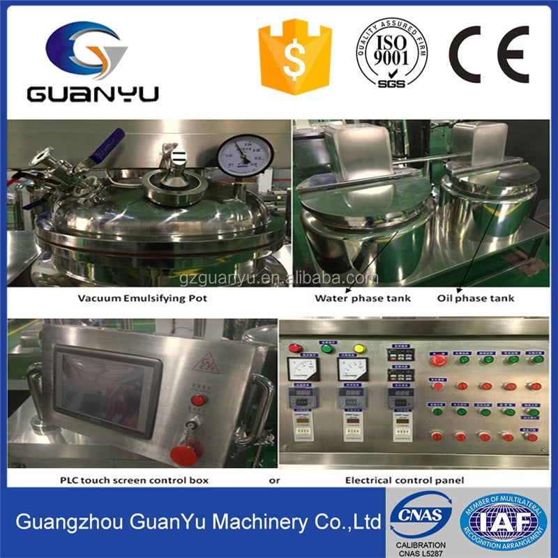 CE approved cosmetic lab vacuum bottom high shear homogenizer mixer with electric heating tank