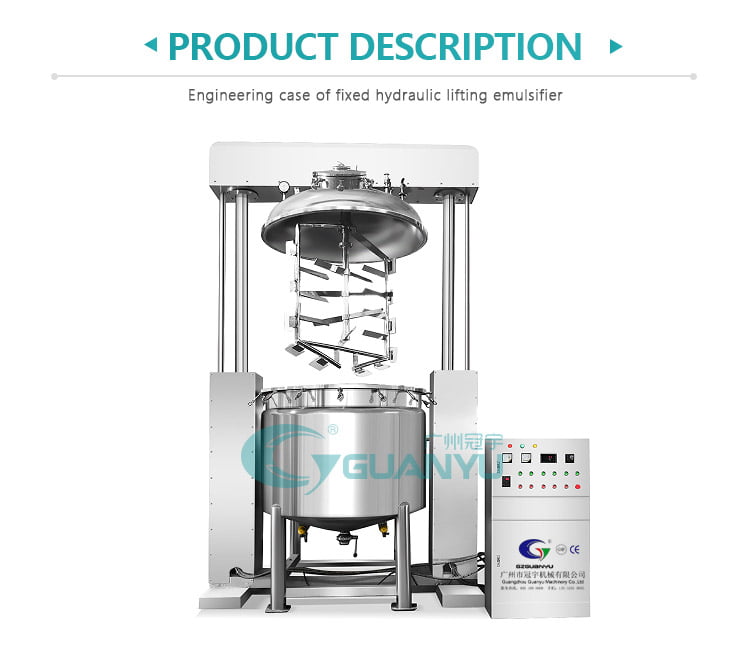 China Guanyu High Shear Vacuum Emulsifying Mixer Fixed Type Vacuum Mixer Homogenizer Cosmetic Machine Stainless Steel Chocolate Mixing Tank Jam Mixing Tank