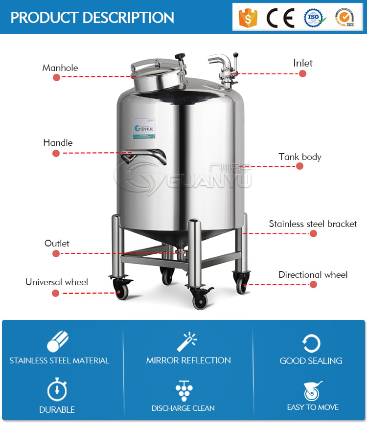 food grade mirror 316 stainless steel storage tank