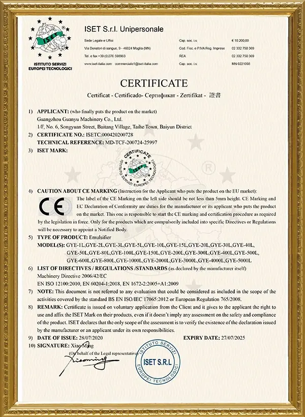 Emulsifying machine CE